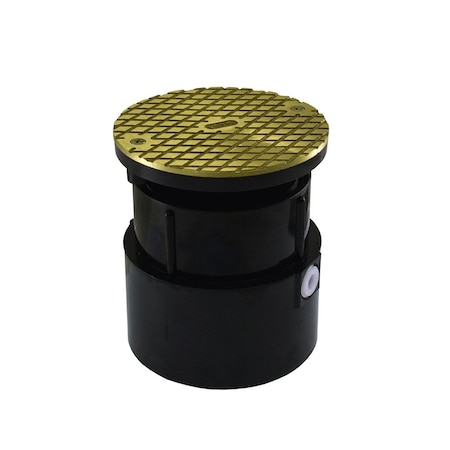 Jones Stephens 4in. ABS Over Pipe Fit Base Cleanout with 3-1/2in. Plastic Spud and 5in. Polished Brass Cover C59212